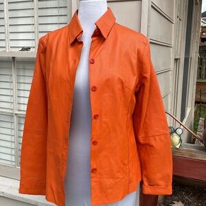 EUC- Vintage Orange  Leather Shirt /Jacket Size M